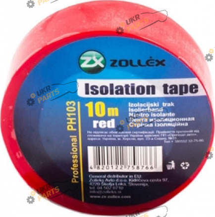 Изолента Zollex красная 10 м / (2655524)