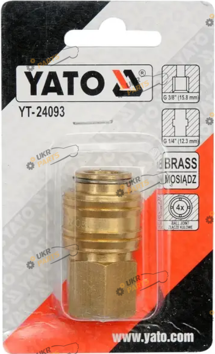 Быстроразъемное соединение Yato латунное, Ø= 1/4