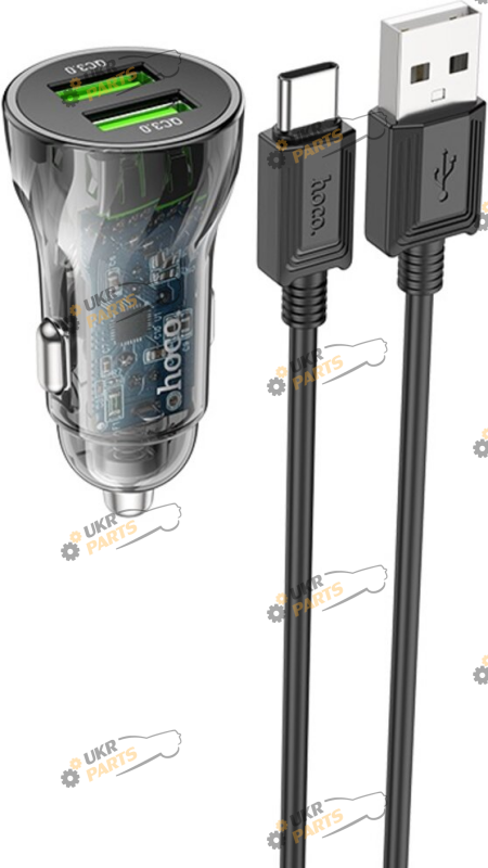 Зарядное устройство Hoco Z47 Transparent Discovery Edition Black з кабелем Type-C USB 3 А (6931474782250)