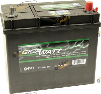 Автомобильный аккумулятор Gigawatt R+ 400 А (тонкие клеммы) 45 Ач (0185754555)