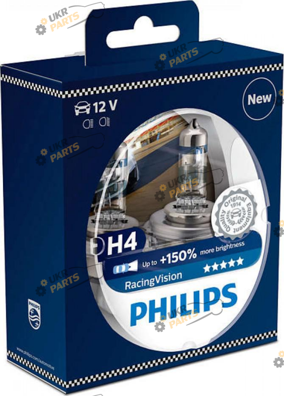 Галогеновая лампа Philips RACING VISION +150%, H4 2 шт (22949)