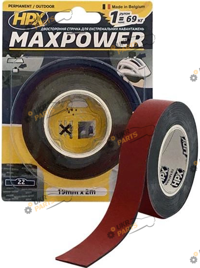 Двухсторонний Скотч Hpx Maxpower чёрный 2 м / 19 мм (OT1902)