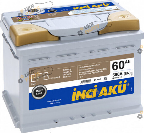 Автомобильный аккумулятор INCI AKU EFB Nanogold 560A 60 Ач (L2 060 056 013)