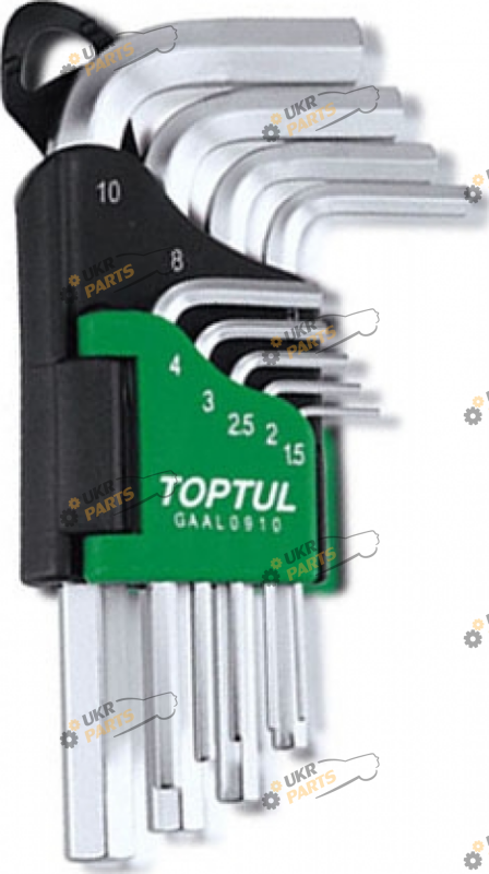 Набор шестигранников Toptul 1.5-10 мм 9 шт (GAAL0910)