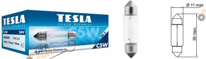 Лампочка салона Tesla C5W 11x36mm (542339)