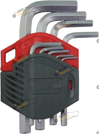 Набор шестигранников Wurth Г-подібних HEX, короткі, S2, SW1,5-10 mm, RED STRIPE 9 шт (5752042230)