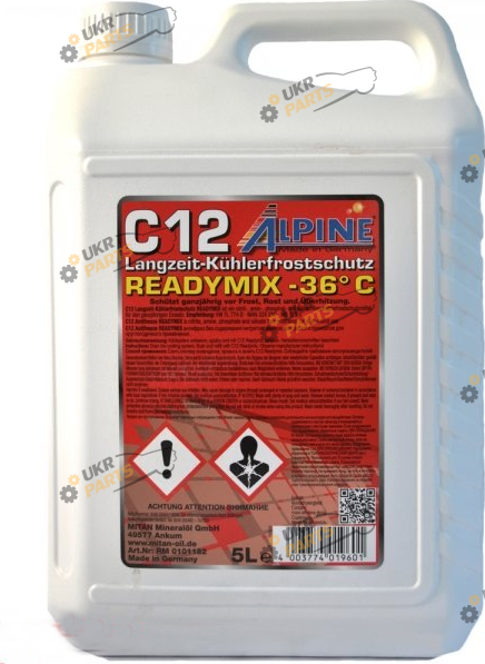 Антифриз Alpine C12 Langzeitkühlerfrostschutz -36°C G12 красный 5 л (RM 1185-5)