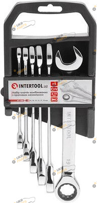 Набор комбинированных ключей Intertool с трещеткой 6 шт 8-19 мм (XT-1302)