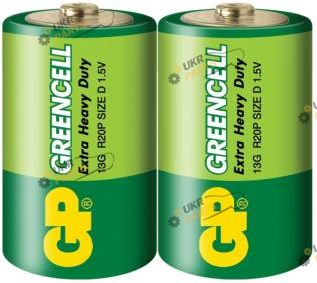 Солевая батарейка GP GREENCELL 1.5V LR20 2 шт. (4891199000072)