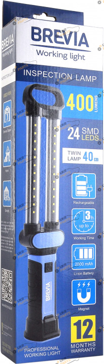 Инспекционный фонарь Brevia LED 24SMD 40см 400lm 2000mAh с крючком (11370)