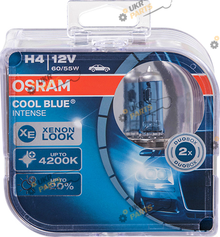 Галогеновая лампа Osram Cool Blue Intense +20% H4 2 шт (64193CBI-HCB BOX)
