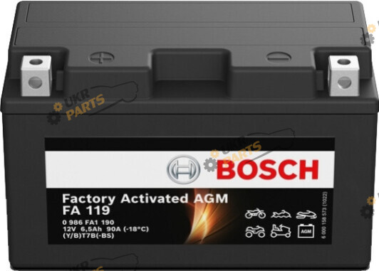 Мотоциклетный аккумулятор Bosch 6.5 Ач (0 986 FA1 190)