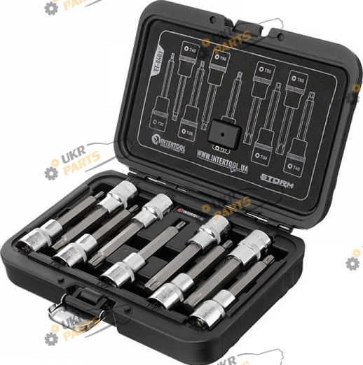 Набор бит Intertool 1/2 T20-T60, 100мм, 9шт (ET-8401)