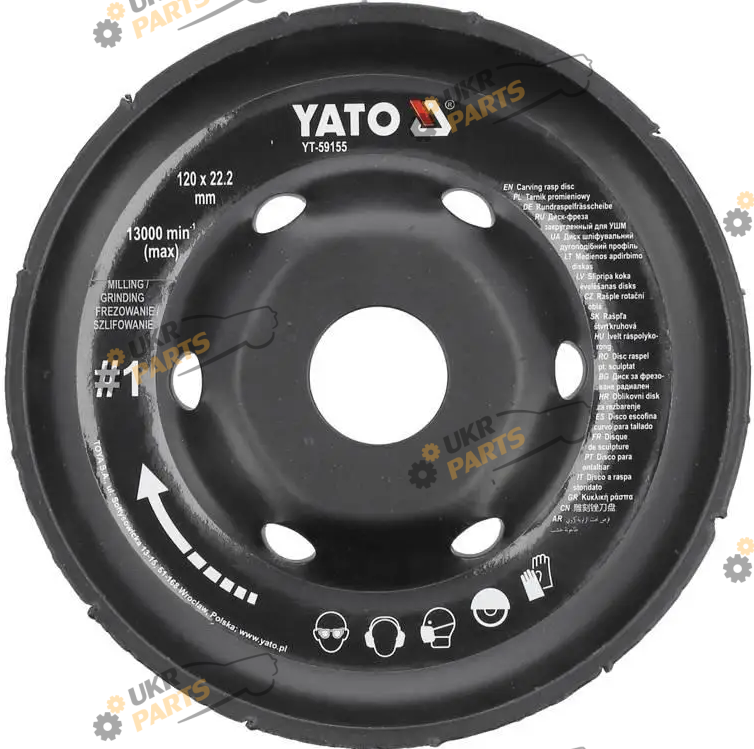 Шлифовальный круг Yato дугоподобный Ø=120/22.2 мм, t= 16/13 мм, №1 для УШМ (YT-59155)