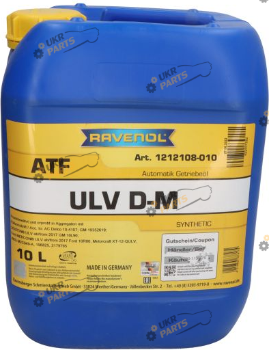Масло трансмиссионное Ravenol ATF ULV D-M 10 л (RAVATFULVDM10L)