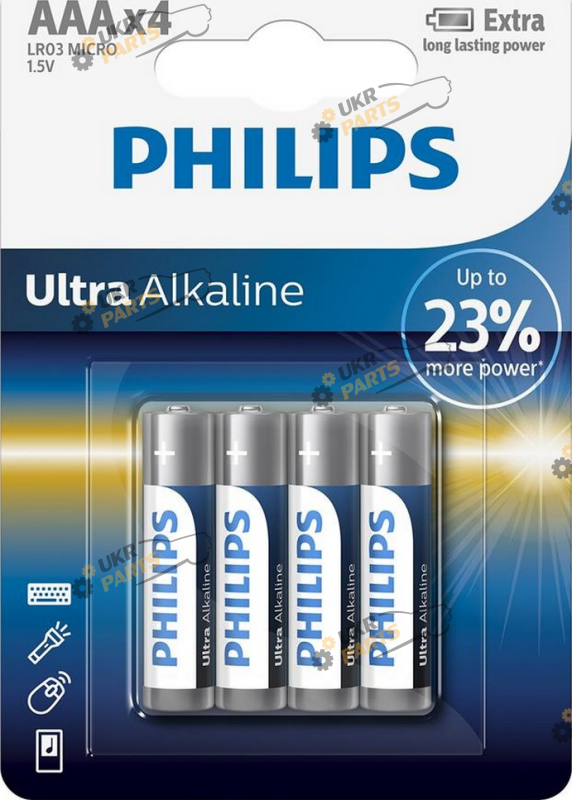 Батарейка Philips Ultra Alkaline Blister ААA 4 шт. (LR03E4B/10)
