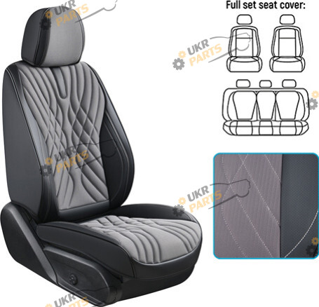 Чехлы для сидений Voin V-8863 Gy/Bk повн к-т екошкіра черно-серые (62877)
