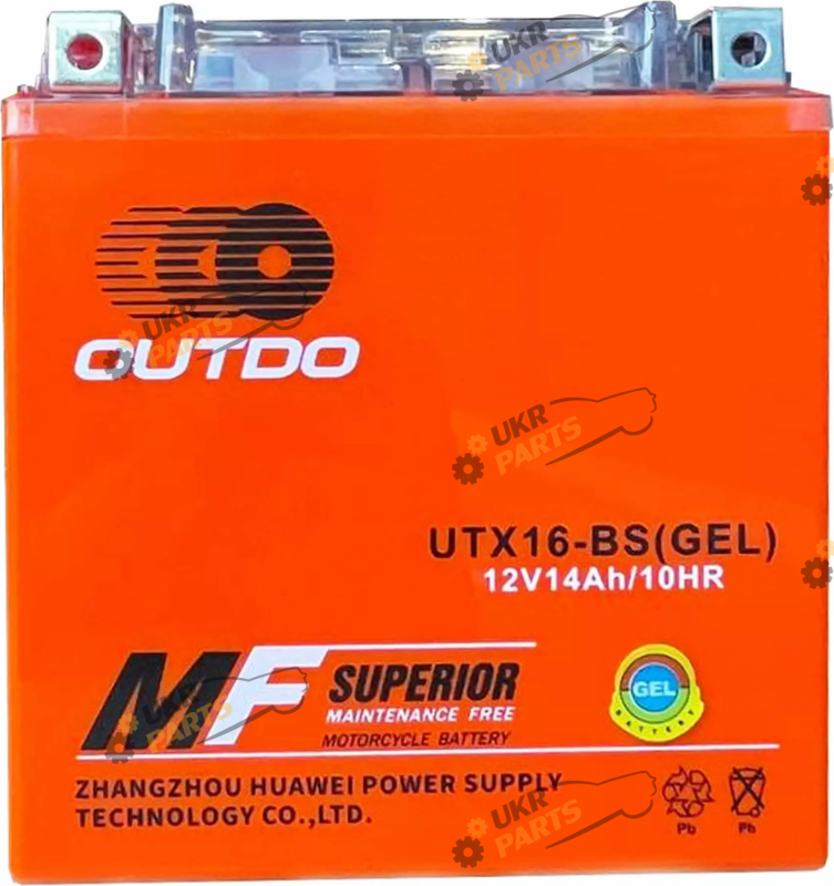 Мотоциклетный аккумулятор Outdo 14 Ач (UTX16-BS GEL)