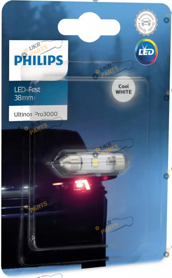 Лампочка Philips Festoon 38mm LED Ultinon Pro3000 Blister 0.6W 12V (11854U30CWB1)