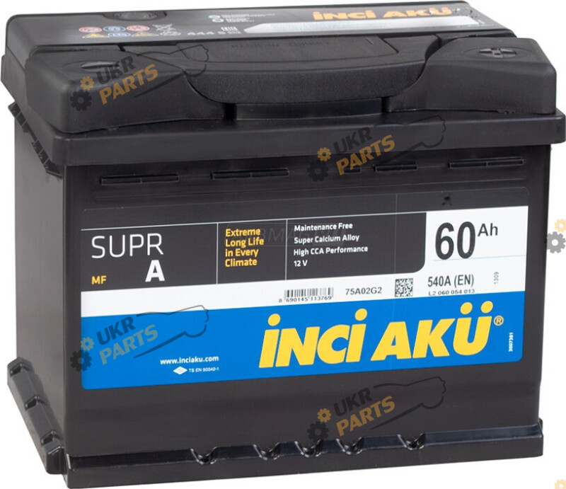 Автомобильный аккумулятор INCI AKU 540 A (L+) 60 Ач (L2 060 054 113)