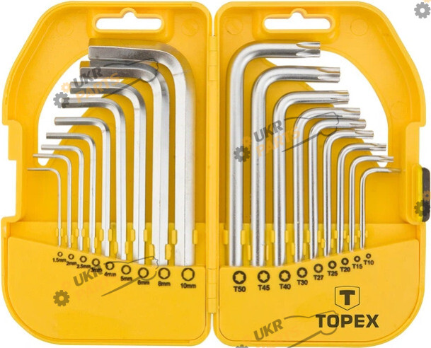 Набор шестигранников Topex Hex 1-10 мм, Torx T10-50 18 шт (35D952)