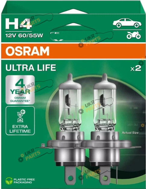 Галогеновая лампа Osram H4 2 шт (64193 ULT-2HB)