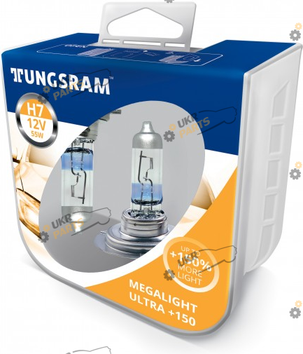 Галогеновая лампа Tungsram H7 55W 12V (2 шт./пластикбокс) Megalight Ultra +150% H7 2 шт (TU58520NXNU.2PL)