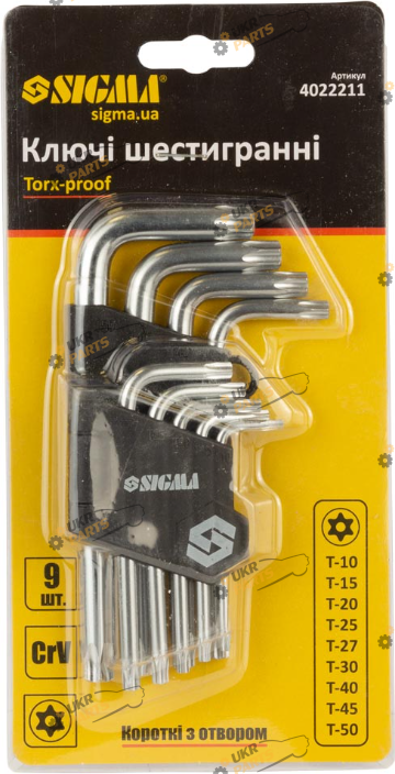 Набор шестигранников Sigma короткие TORX Т10-Т50 9 шт (4022211)