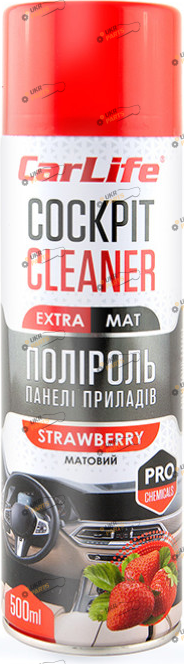 Полироль для торпеды Carlife Cockpit Cleaner EXTRA MAT Полуниця 0.5 л (CF523)
