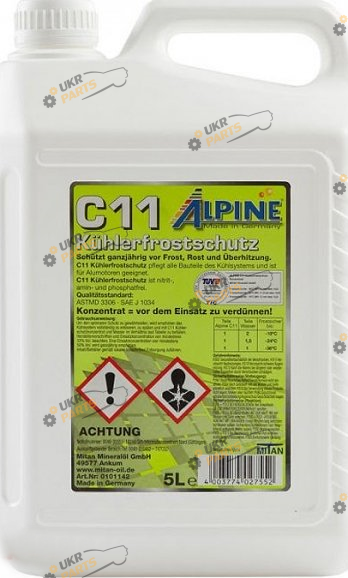 Концентрат антифриза Alpine C11 Кühlerfrostschutz G11 зелёный 5 л (1145G-5)