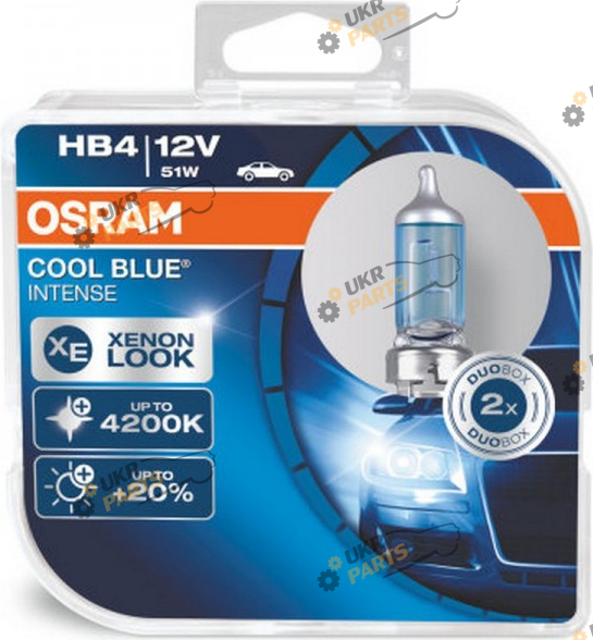 Галогеновая лампа Osram Cool Blue Intense HB4 51W 12V P22d 10X2 HardDuopet HB4 2 шт (9006CBI-HCB)