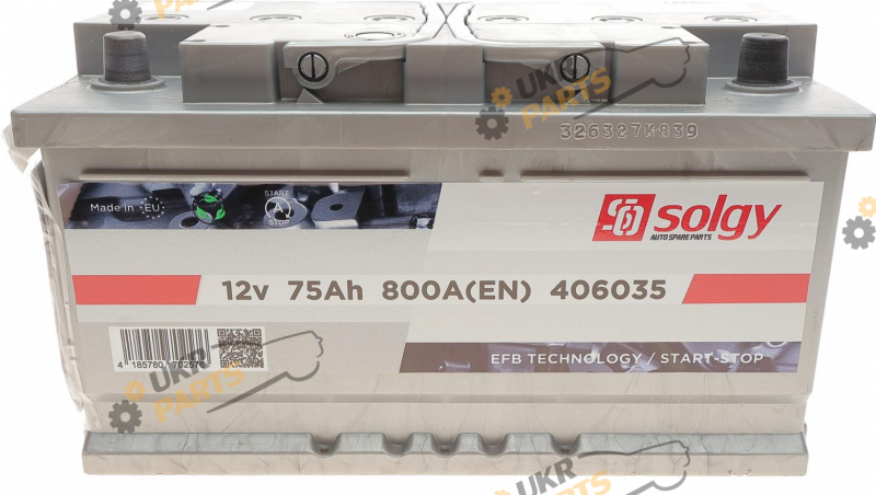Автомобильный аккумулятор Solgy EFB Start-Stop 75 Ач (406035)