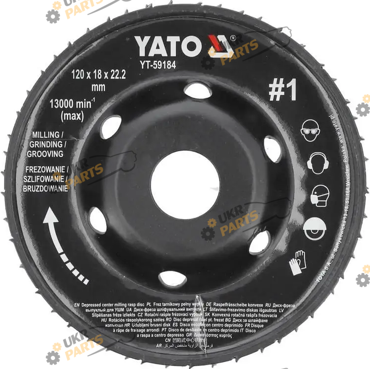 Диск-фреза Yato выпуклый Ø=120/22.2 мм, t= 18 мм, №1 для УШМ (YT-59184)