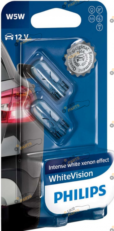 Лампочка Philips WV 12961NBV WhiteVision W5W-02B 12V 5W (W2,1x9,5d) (12961NBVB2)