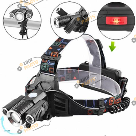 Налобный фонарь Police резинка на голову (W602-T6+2XPE Bike)
