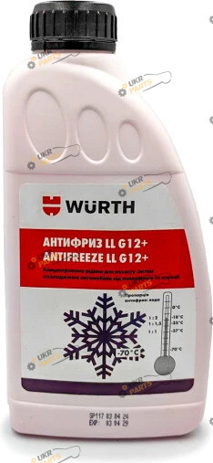 Концентрат антифриза Wurth LL G12+ розовый 1 л (5892332001)