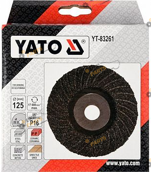 Шлифовальный круг Yato универсальный, Ø= 125/22.2 мм, Р16 (YT-83261)