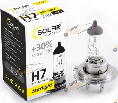 Галогеновая лампа SOLAR Starlight+30% H7 1 шт (2407)