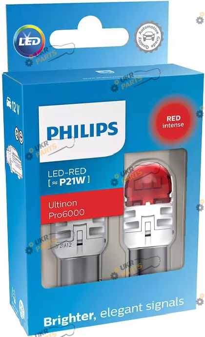 LED лампа Philips Red Ultinon Pro6000 12В P21W BA15s (11498RU60X2)