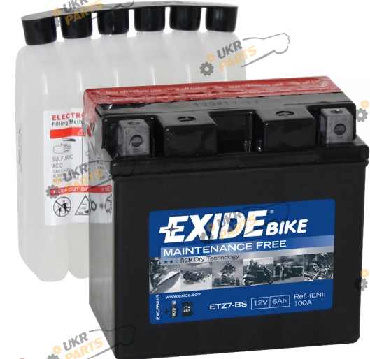 Мотоциклетный аккумулятор Exide 6 Ач (ETZ7-BS)