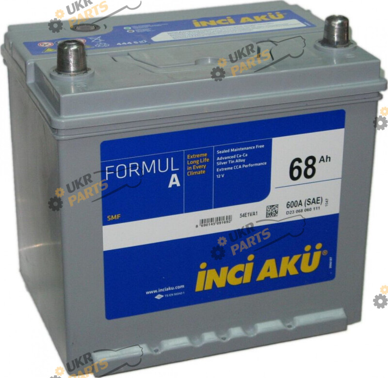 Автомобильный аккумулятор INCI AKU Asia 600 A (L+) 68 Ач (D23 068 060 111)
