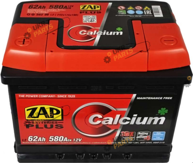 Автомобильный аккумулятор ZAP Plus 62 Ач (562 96)