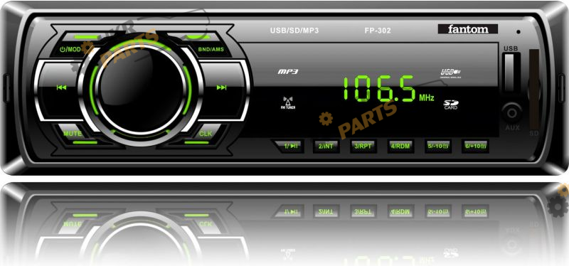 Бездисковая автомагнитола Fantom FP-302 Black/Green (FP-302 Black/Green)