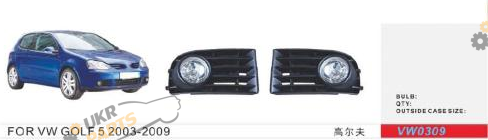 Фара противотуманная DLAA 55 Вт VW Golf-V 2003-08 (VW-0309)