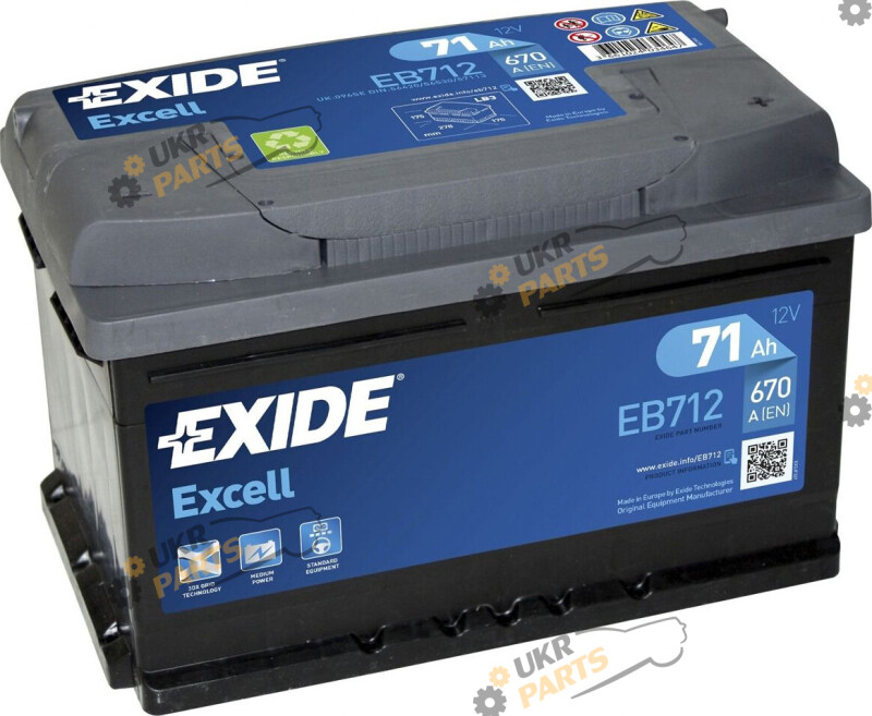 Автомобильный аккумулятор Exide EXCELL 670A 71 Ач (EB712)