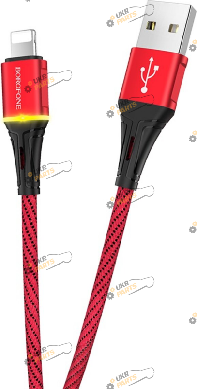 Кабель Borofone BU25 aluminum connectors with light indicator Red USB/Lightning 2.4 А (BU25LR)