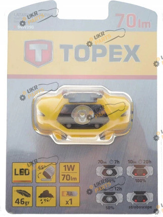 Налобный фонарь Topex резинка на голову (94W390)