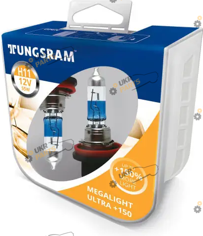 Галогеновая лампа GeneralElectric Megalight Ultra +150% в боксе H11 2 шт (TU 53110 NXNU.PB2)