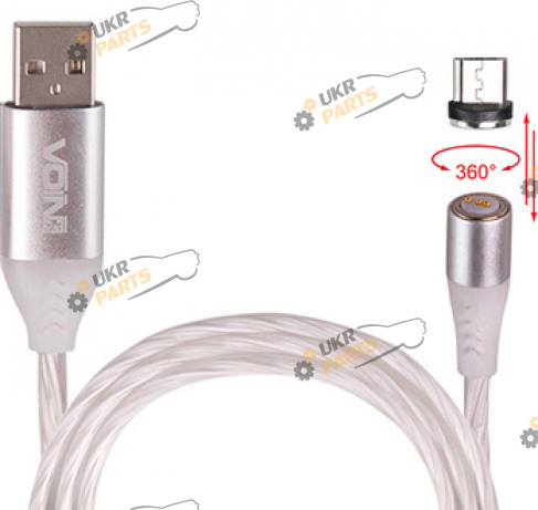 Кабель Voin Multicolor LED 1m, (швидка зарядка / передача даних) microUSB 3 А (VC-1601M RB (300))