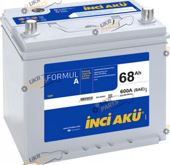 Автомобильный аккумулятор INCI AKU Asia 600 A (R+) 68 Ач (D23 068 060 011)
